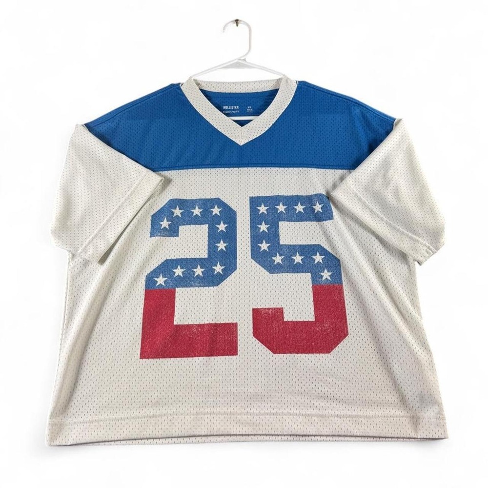 Baggy Cropped Hollister Red White Blue Jersey